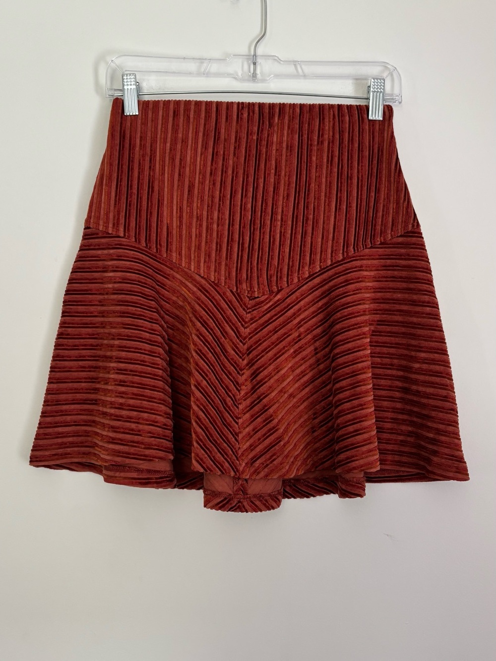 Free People Textured Corduroy Mini Skirt in Rust